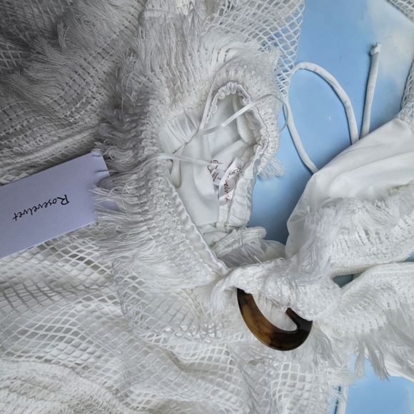 White Crochet Dress Fishnet Festival Dress Boho Hippie Dress - Picture 12 of 16